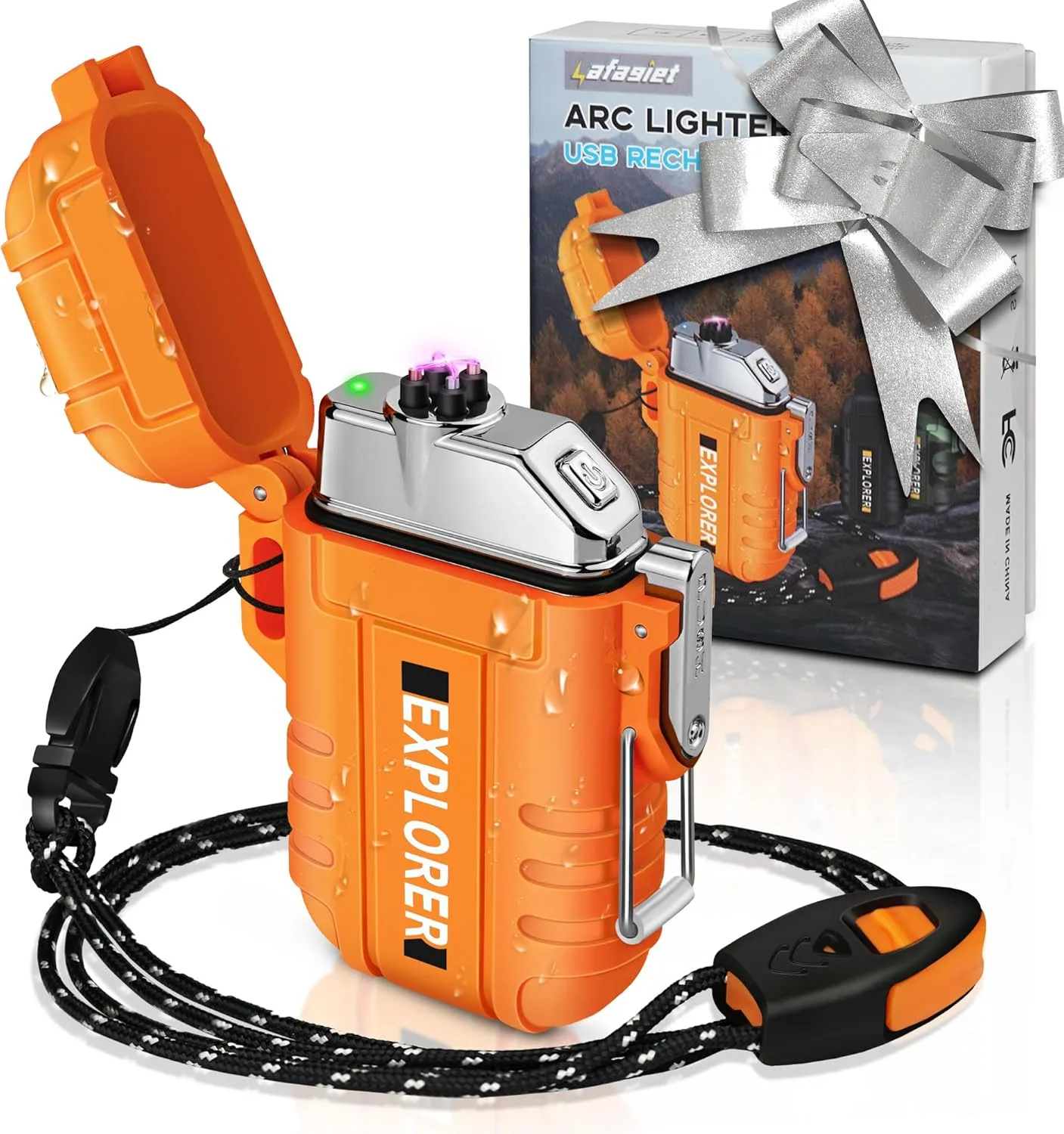 Lafagiet USB wiederaufladbares Feuerzeug, Flammenfrei, Winddicht, wasserdicht, Elektrische Feuerzeuge, Vatertagsgeschenke für Männer Papa