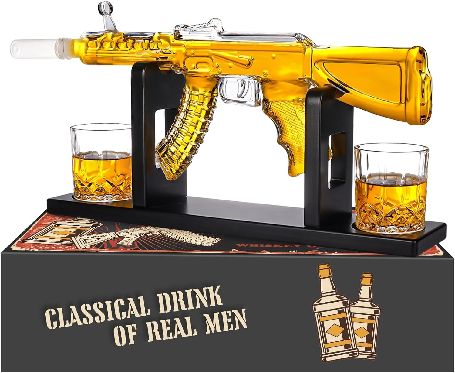 Oaksea Whisky Karaffe Weihnachtsgeschenke, Whisky Dekanter Geschenkset mit 2 Shot Gläsern, Whiskey Geschenke für Männer Weihnachten, Lustige Geschenke für Männer Papa Freund Ehemann Geschenkideen