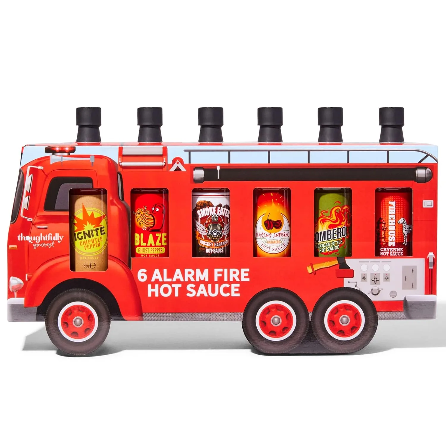 Thoughtfully Gourmet – Scharfe Soßen Set mit Hot Ones Sauce & der schärfsten Soße der Welt – Perfektes Saucen Geschenkset & Vatertagsgeschenk Essen – Hot Sauce Set für Feuerwehr Geschenke