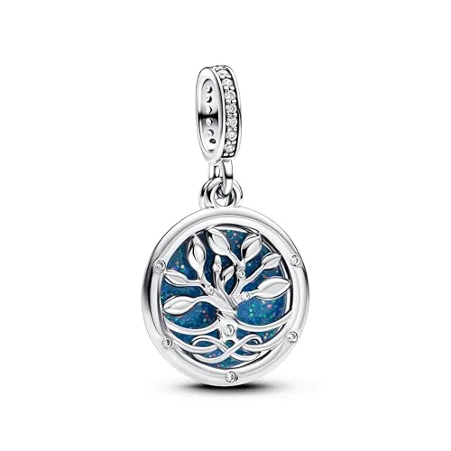 Pandora Moments Im Dunkeln Leuchtender Unendlichkeitsbaum Doppelter Charm-Anhänger aus Sterling Silber mit Zirkonia, Kompatibel Moments und ME Armbänder, 793599C01
