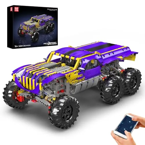 Mould King 18009 Technik Kletterwagen-Fernsteuerungs-Baustein, elektrischer Antrieb mit APP-Offroad-Fahrzeug，Mehrlenker-Federung/Hochdurchgangs-Chassis，Hochgeschwindigkeitswagen Klemmbausteine Bausatz