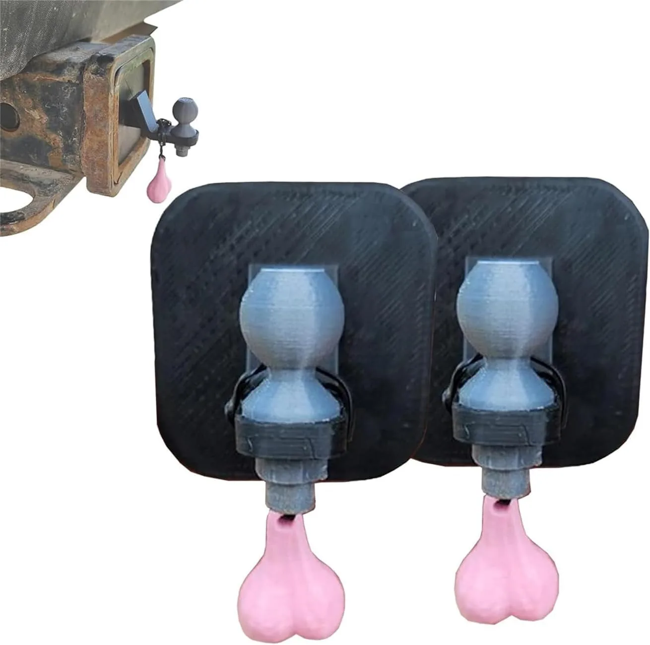 2-Inch Funny Trailer Hitch Cover, 2024 New 3D Tiny Hitch with Tiny Nuts, Trailer Hook Cover with Tiny Nuts,Trailer Hook Protective Cover, Tiny Trailer Hitch for Square Receivers (2 Pcs)