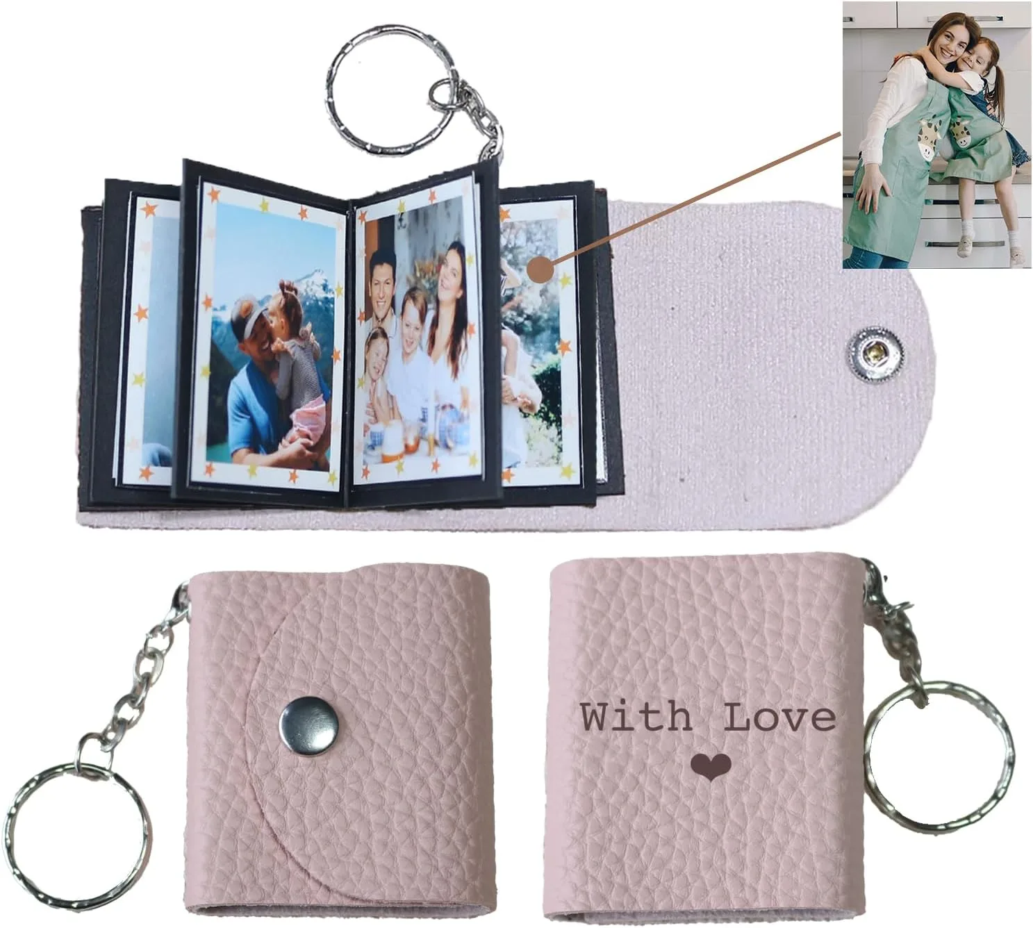 Personalisierter Mini-Foto-Schlüsselanhänger, Leder-Memory-Foto, Personalisierte Foto-Schlüsselanhänger-Album, Mini Schlüsselring-Schlüsselanhänger Mit Fotobuch Für Familie, Freund, Paare, Freunde