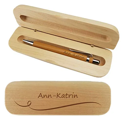 laser-diele Kugelschreiber mit Gravur in Personalisierter Geschenkbox - Schreibset mit Gravur - Kugelschreiber personalisiert (Welle)