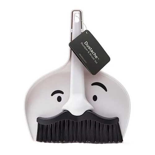 Peleg Design Dustache – Mini Tischkehrset mit Schnurrbart-Look | Tischbesen mit Schaufel & Kleiner Besen für Küche, Auto & Camping