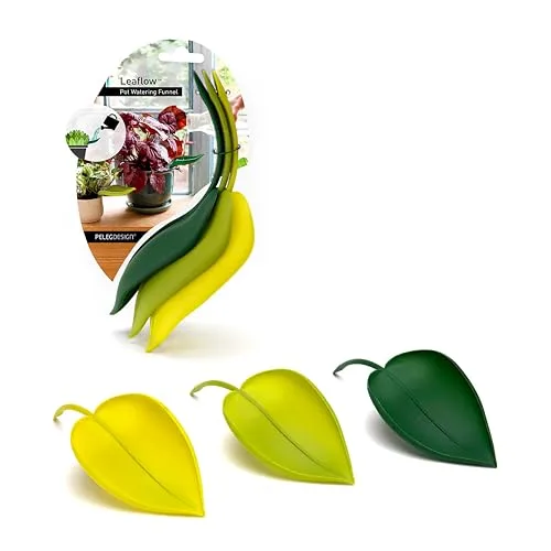 Peleg Design Leaflow Pflanzen-Gießtrichter (Set aus 3) – Essenzielles Bewässerungssystem für Indoor- und Balkonpflanzen – Gießhilfe für Zimmerpflanzen und Außenpflanzen
