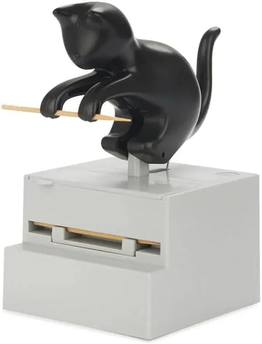 balvi Zahnstocherbehälter Frisky Farbe Schwarz Zahnstocherspender in Form Einer neugierigen Katze Kun