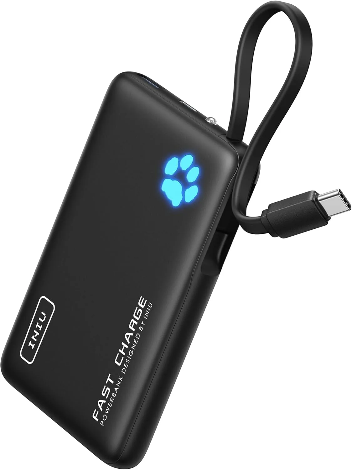 INIU 45W Power Bank, 10000mAh PowerBank mit Integriertem USB-C Kabel, Mini-Größe Schnellladen Externe Handyakkus USB C In&Out, Klein Aber Stark für iPhone 17 16 15 14 Xiaomi Mini Samsung iPad
