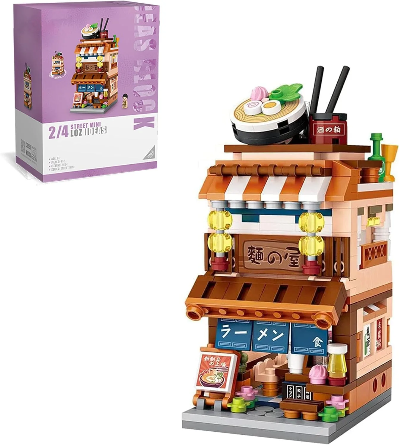 linlinfa Modular Haus Bausteine, Japanisches Ramen-Shop, Modular Building, 412 Teile Klemmbausteine Kompatibel mit…