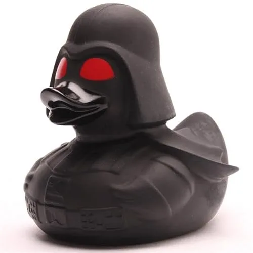 Duckshop I Badeente Black Star Red Eye I Quietscheente I L: 8,5 cm - inkl. Quietscheentchen-Schlüsselanhänger im Set I Geschenk Science-Fiction Fans I Präsent Sammler