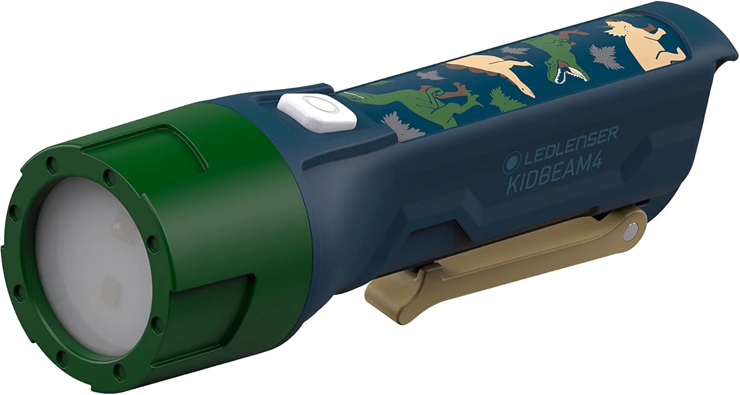 Ledlenser KIDBEAM4 Taschenlampe Kinder grün | energiesparende Batterie-Taschenlampe Led | 4 Farbmodi und Blinkfunktion | Kindertaschenlampe für Jungs und Mädchen | integrierter Clip