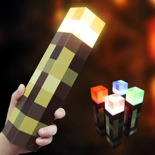 Dhqkqg LED Fackel Wandlampe, Wall Fackel Nachtlicht 28cm, USB wiederaufladbar für Nachttischlampe, 4 Farben, Ton und Licht Flamme Nachahmen, Geschenk für Gamer (A-4 Color)