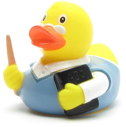 Duckshop I Badeente Lehrer I Quietscheentchen Schule - L: 8 cm I Quietscheente Pädagogen I Geschenk für Lehrerkräfte I Präsent Sammler