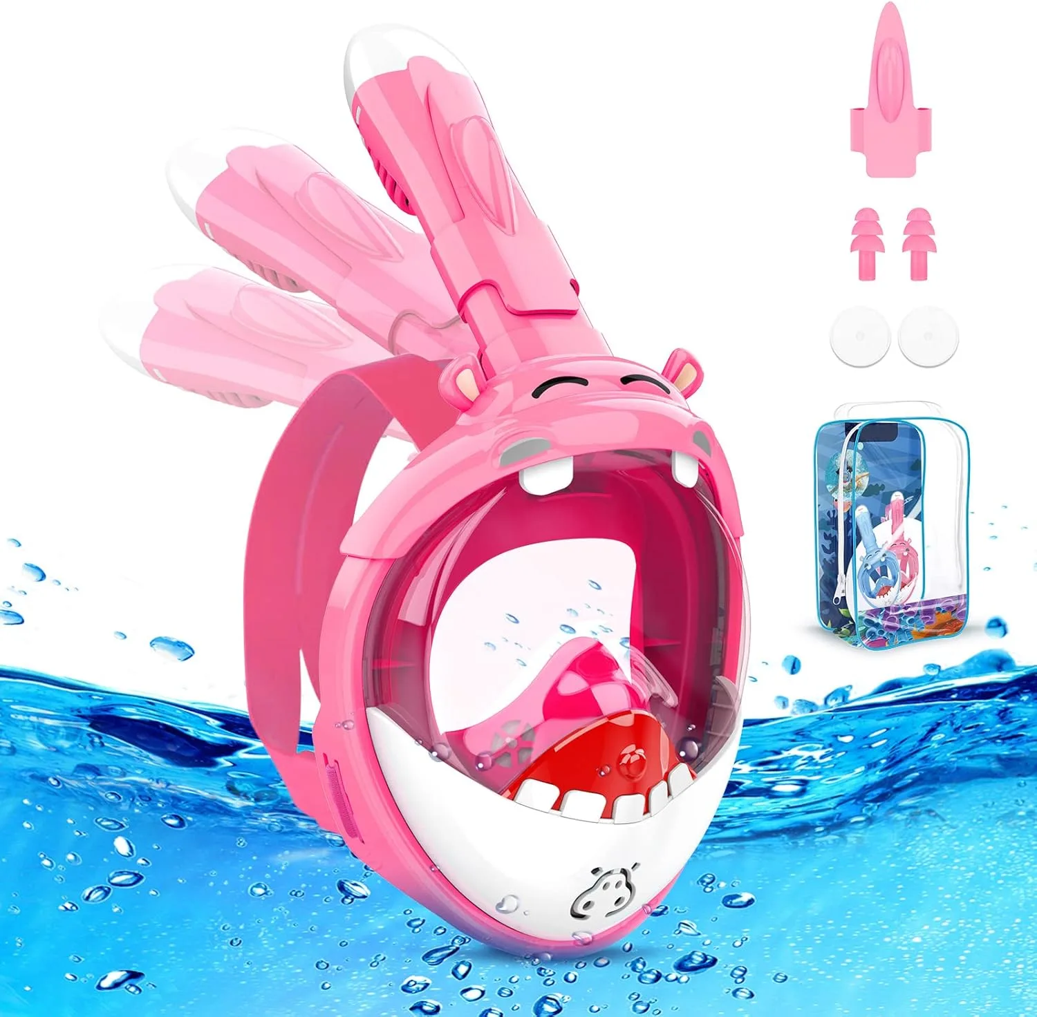 Urmaxs Schnorchelmaske für Kinder, 180° Panoramablick, Vollgesichtsmaske, sicheres Atmen, Tauchmaske, beschlagfrei und auslaufsicher, geeignet für Kinder, Geschenk
