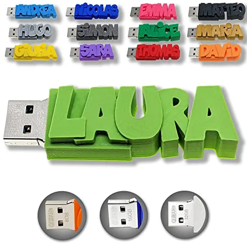 Individueller persönlicher USB Stick Datenstick mit eigenem Namen/Schriftzug und Farbe nach Wahl - USB 3.0 – 8GB, 16 GB oder 32 GB – einzigartiges Geschenk