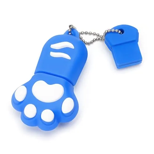 BORLTER CLAMP USB-Stick 64GB USB 2.0 Speicherstick USB-Flash-Laufwerk zum Externe Datenspeicherung Niedliches Katzenpfote Form Neuartiges Pendrive