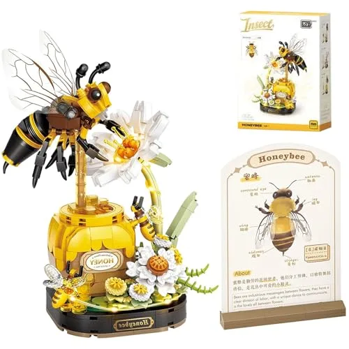 KBIBCK Biene Blumen Bausteine Set 526 Teile, Blumen Insekten Klemmbausteine Bausteine, Bausteinspielzeug für Kinder Erwachsene, Kreative Heimdekoration