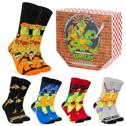 Teenage Mutant Ninja Turtles Lustige Socken für Männer & Teenager 5er Pack - Gr. 40-45, Bunte Baumwollsocken
