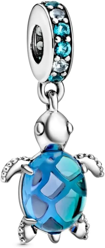 PANDORA Meeresschildkröte Murano-Glas Charm-Anhänger 798939C01 5,1 x 16,5 x 13,4 mm Blau
