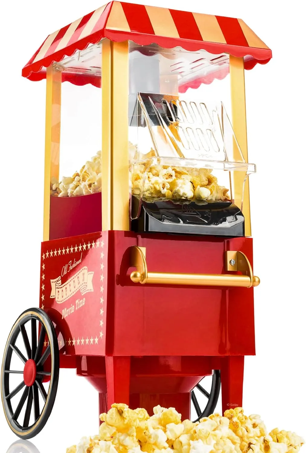 Gadgy Popcornmaschine Heißluft - Retro Popcorn Maker - Popcorn Maschine für Fettfreies Ölfreies Pop Corn - Gesunder Maïs Snack - Popkorn Maschine Rot