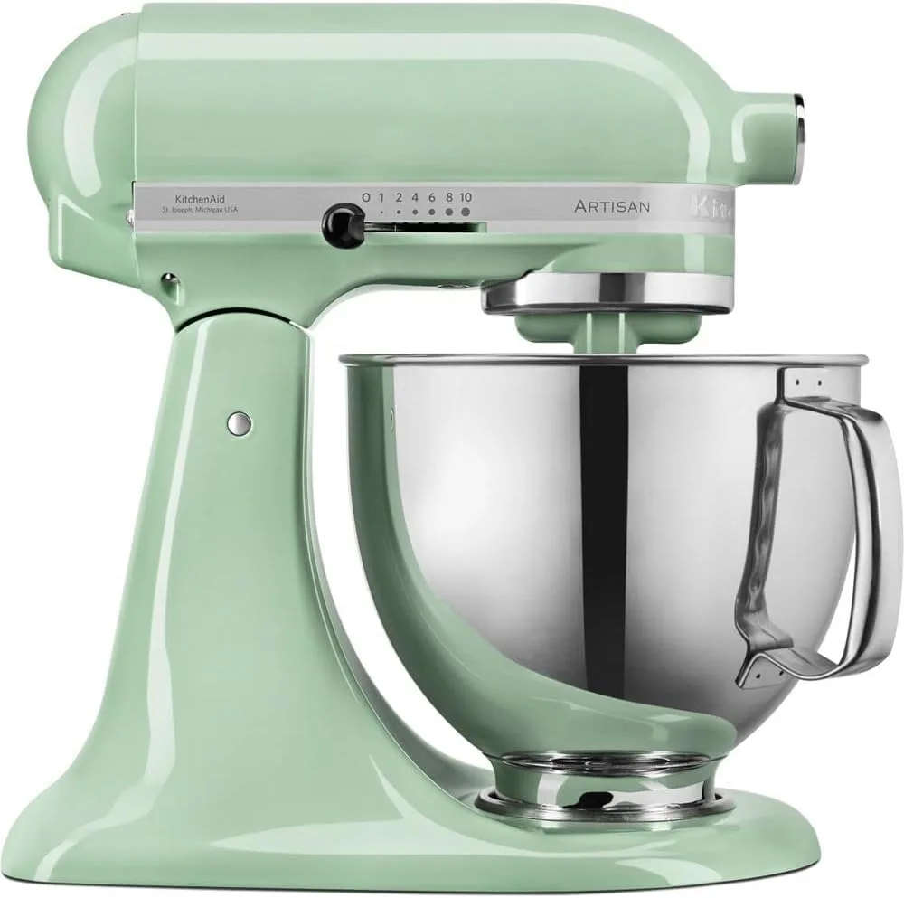 KitchenAid Küchenmaschine - Artisan - Kippbarem Food Processor - Teigknetmaschine mit 3 Zubehör und Schüssel aus Edelstahl - 4.8 L - Pistazie