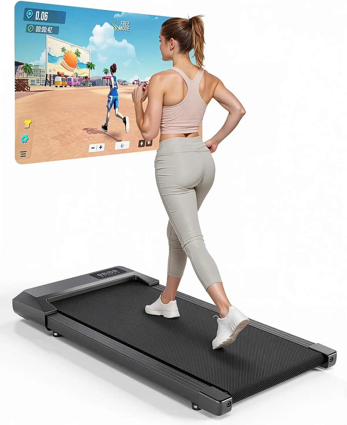 Copant Walking Pad Geeignet für High-Tech-Geräte, Laufband Schreibtisch 6 km/h mit APP-Steuerung, Laufband für Zuhause 136 KG mit Professionelle Trainingskurse & Multi-Runner-Rennen
