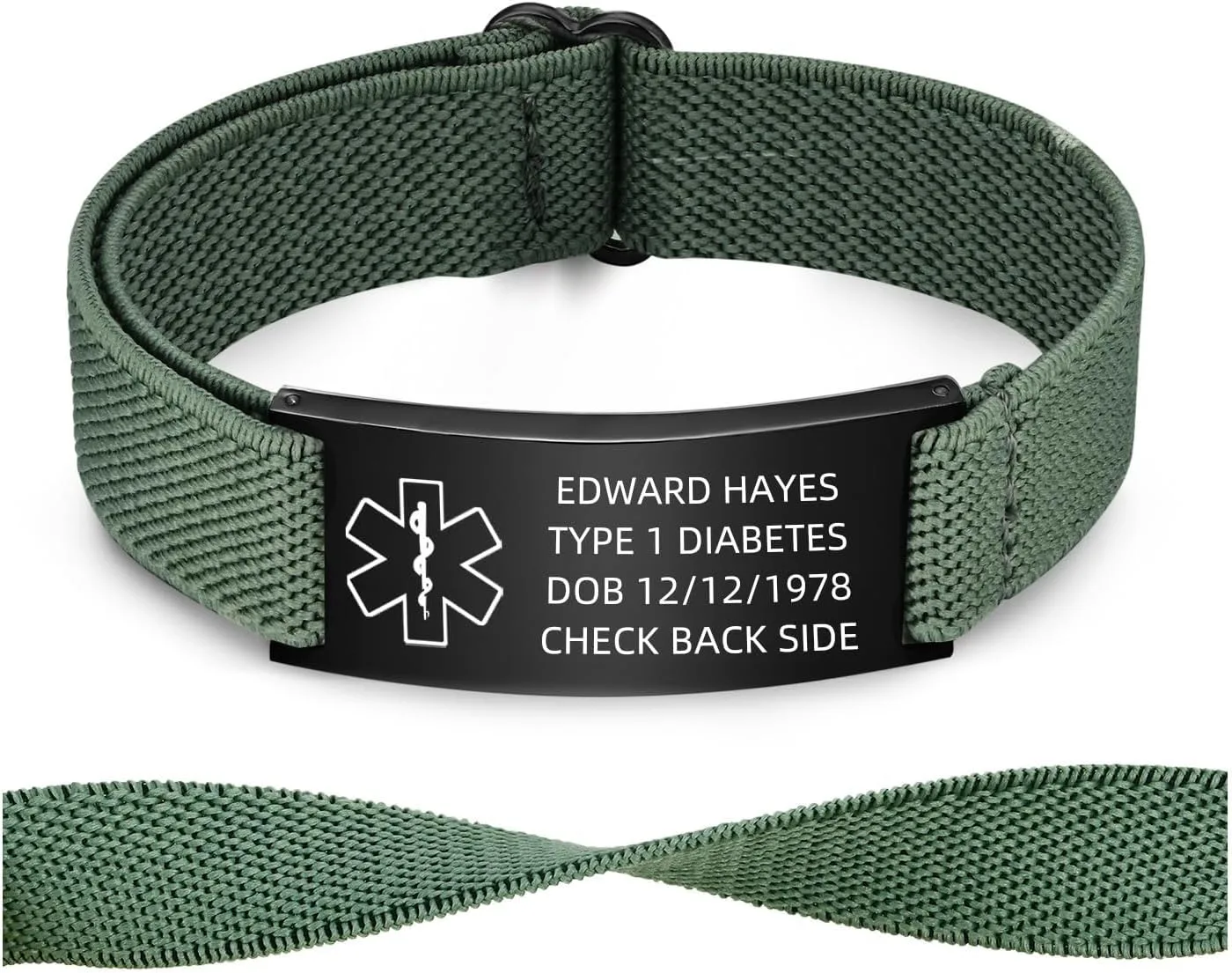 Personalisierte Armband Notfallarmband Kinder Erwachsene - Verstellbares Elastische Nylon Sport SOS Armband mit Name Telefonnummer Notfall Armbänder Herren Damen Jungen Mädchen