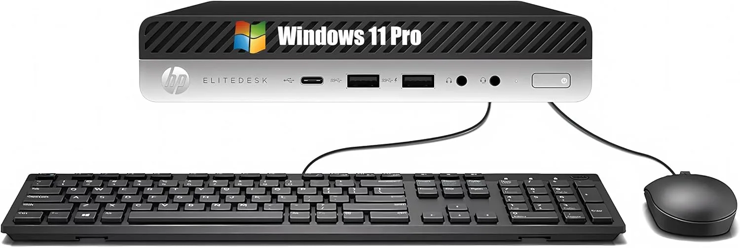 HP EliteDesk 800 G3 Mini Desktop Computer PC, Intel Core i3-6100, 8 GB RAM, 256 GB SSD, WiFi, Bluetooth, US Tastatur, Windows 11 Pro (Generalüberholt)