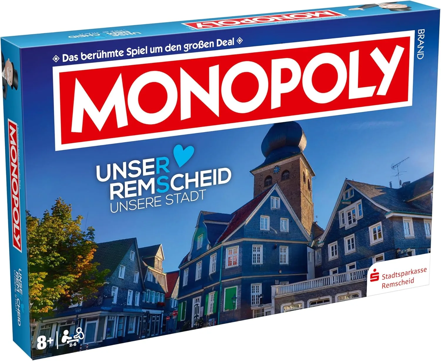 Winning Moves Monopoly Remscheid Edition - Monopoly Städte-Edition - Familienspiele Strategie Brettspiele Remscheid - 2+ Spieler ab 8+ Jahren - Deutsch