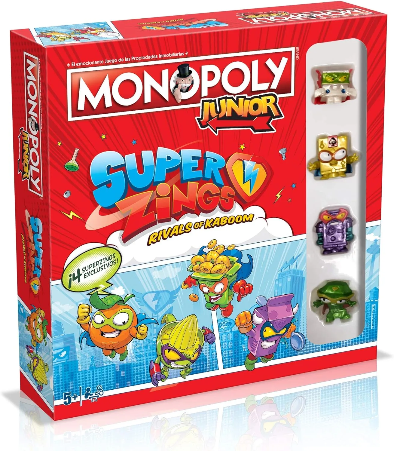 WINNING MOVES Monopoly Junior SuperZings Brettspiel (spanische Version)