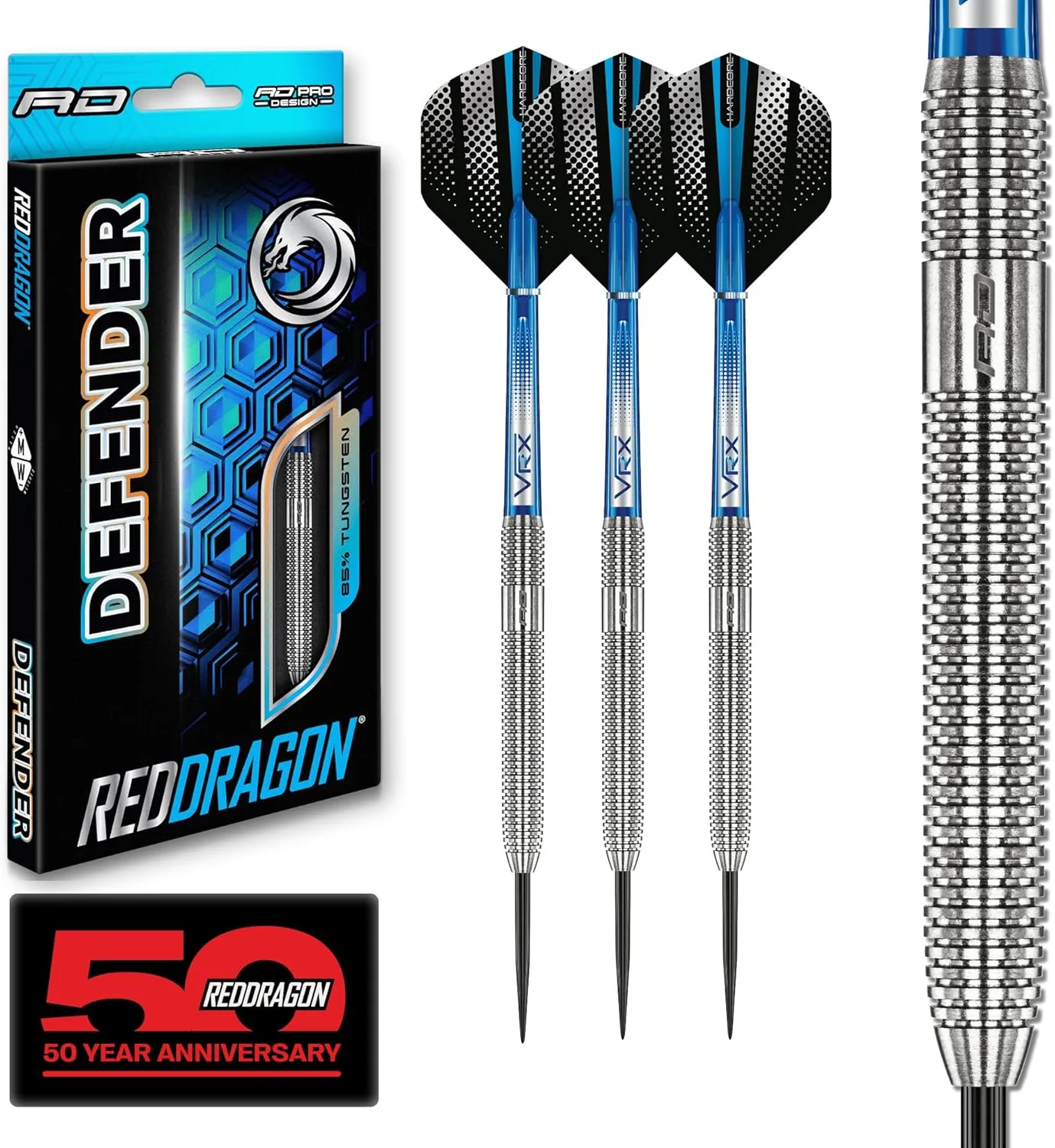 RED DRAGON Darts – Defenders - 85% Professionelles Wolfram Dartpfeile mit Dartflügel und Dart-Schaft (Stängel) - Erhältlich in Triton Soft Tip 19g Barrel / 21g Volles Gewicht und Steel Tip 22g & 24g