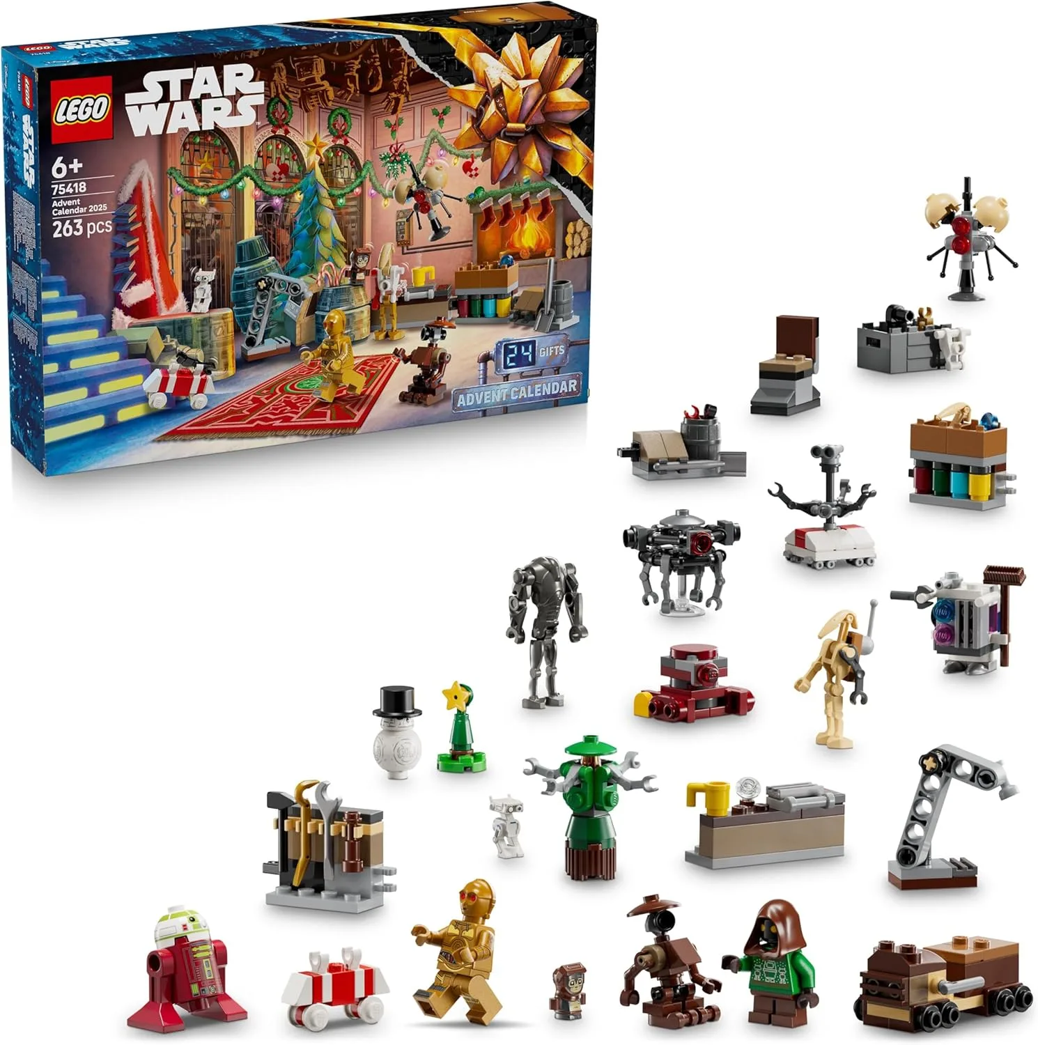 LEGO Star Wars Adventskalender 2025 - Weihnachten Spielzeug mit 24 Überraschungen - 2 Minifiguren & 5 Droidenfiguren - Kinder Spielset - Geschenk für Jungen ab 6 Jahren & Star Wars Fans - 75418
