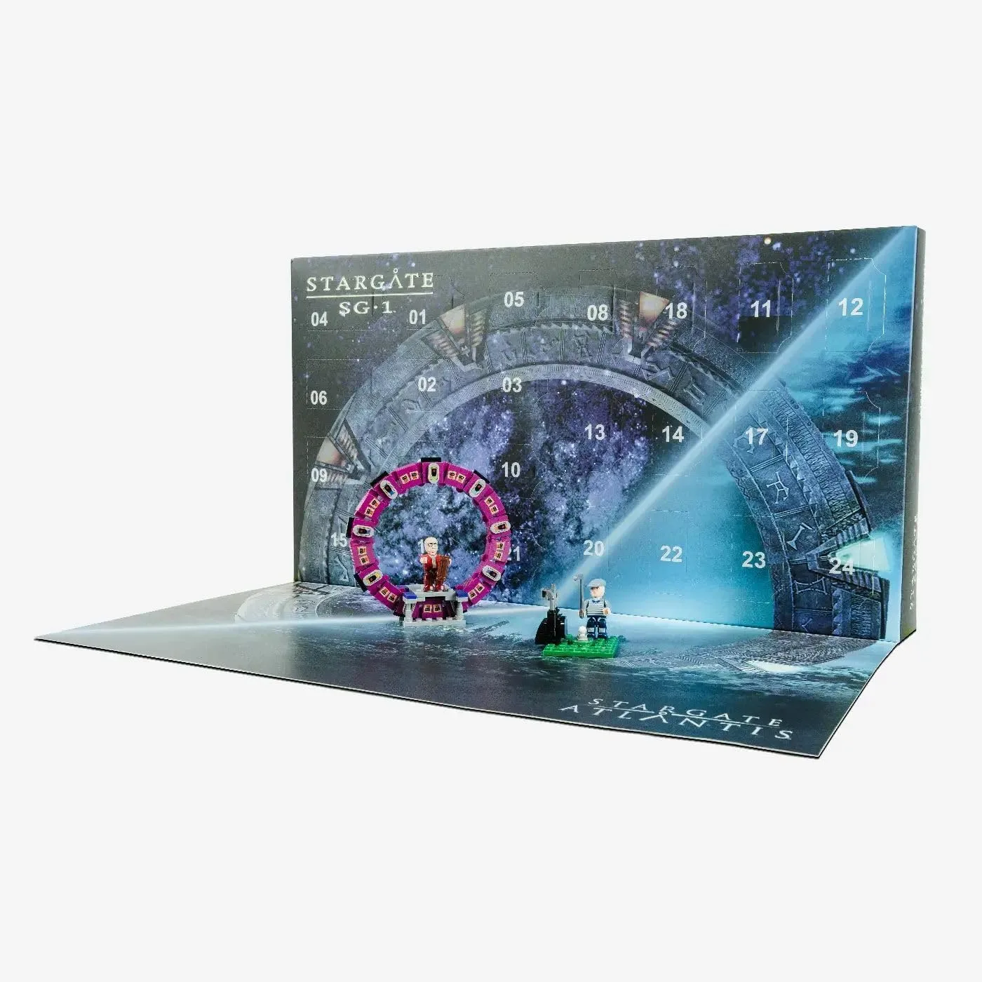 BlueBrixx Pro Stargate Adventskalender, Sci-Fi Bauset für Erwachsene und Kinder, Klemmbausteine-Set aus 844 Teilen, Baue ikonische Szenen aus SG-1 und Atlantis, 107944