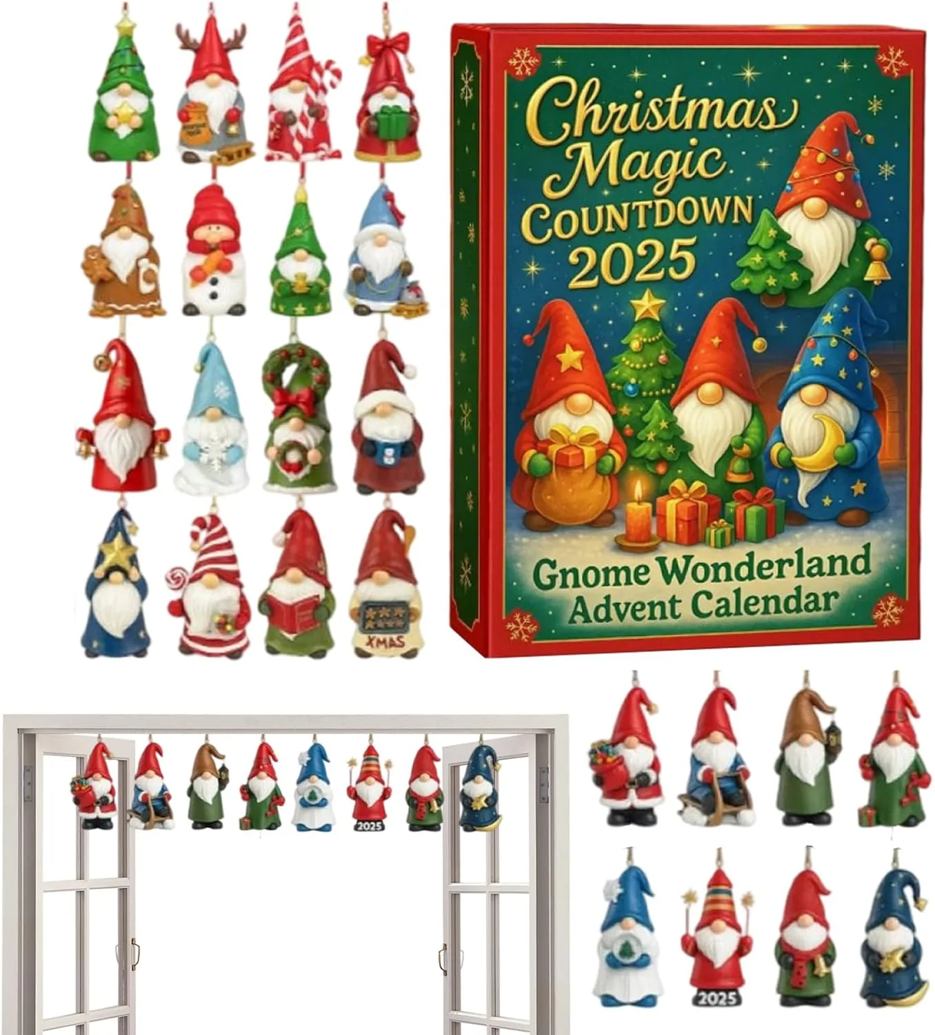 Adventskalender 2025 Mit Wichteln, Weihnachtswichtel Adventskalender 2025, Weihnachtskalender Mit Wichtel, 24 Tage Wichtel Puppenkalender Und 24 2D-Acryl-Zwergen, Für Kinder Und Erwachsene
