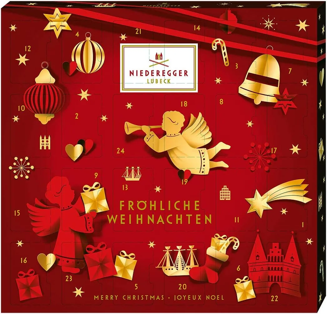 Niederegger Mini Glamour Adventskalender gefüllt mit Pralinen 168g