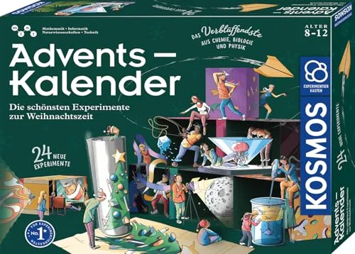 KOSMOS 661083 Experimente Adventskalender, Die schönsten Experimente zur Weihnachtszeit, in 5 Min, für Kinder ab 8-12 Jahre, Spielzeug, Science