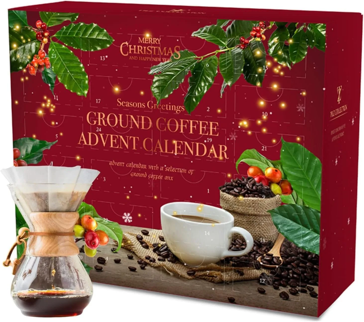 Kaffee-Adventskalender 2025-24 Premium Gourmet-Kaffee Gemahlene Bohnen Verschiedenen Geschmacksrichtungen Geschenke Für Männer Frauen Einzigartige Adventskalender