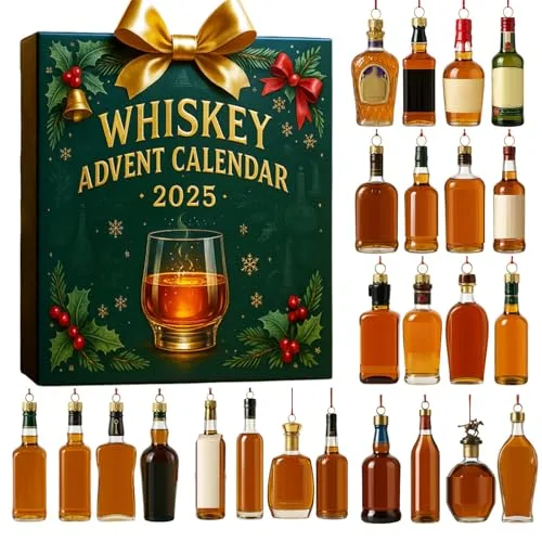 2025 Whiskey Advent Calendar, Whisky-Adventskalender 2025, 24 Tage Ohne Wiederholung, Lustiger Bier-Adventskalender, Eine Tägliche Verkostungsreise durch die Welt der Whisky-Aromen