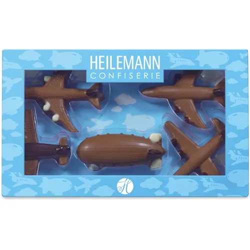 Heilemann Schoko Geschenkverpackung "Flugzeuge" Edelvollmilch 100g