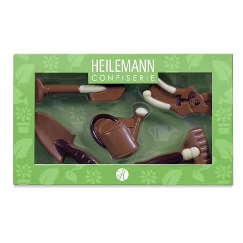 Heilemann Schokoladen-Figuren Themenpackung, Geschenkpackung Edelvollmilch, 100 g (Garten)