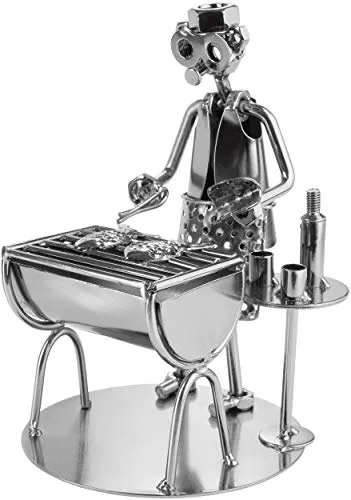BRUBAKER Schraubenmännchen Barbecue Grill - Grillmeister Fisch - Handarbeit Eisenfigur Metallmännchen - Metallfigur Geschenkidee für Köche und Griller