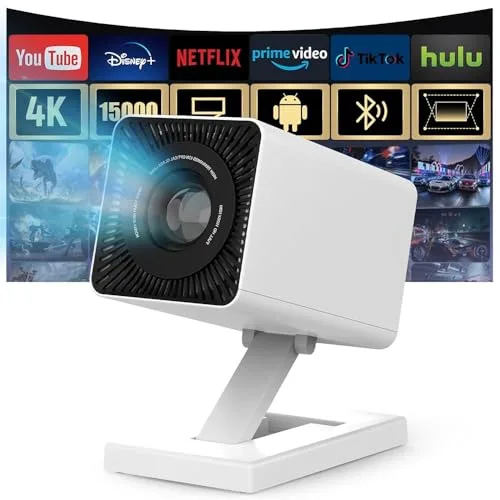 Mini Beamer Unterstützt 4K 1080P, Mini Projektor mit WiFi 6 und Bluetooth 5.4, Tragbarer Projektor mit Auto Keystone, 200-Zoll-Bildschirm, Smarter Beamer, kompatibel mit Laptops, Smartphone und TV
