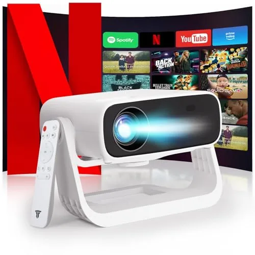 Wielio 2025 Neuer Upgraded Full HD 1080P Beamer, 20000 Lumens, 4K Unterstützung, Android 11, WiFi 6＆ Bluetooth 5.2, automatische Trapezkorrektur, 120° schwenkbarer Heimkino Beamer