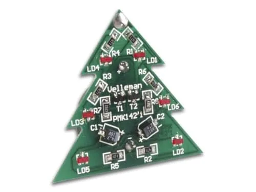 Whadda Lötbausatz, DIY, SMD Weihnachtsbaum, Mini-Weihnachtsgadget mit blinkenden LEDs