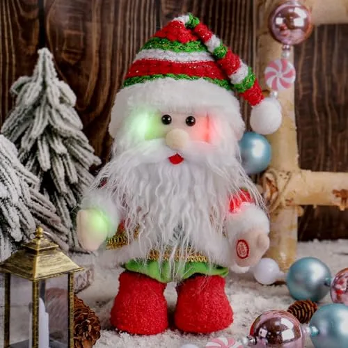 GZWY Weihnachtsdeko Weihnachtsmann Beleuchtet, Weihnachtsmann Deko Figuren mit LED Licht Musik, Weihnachtsfiguren Nach Links und Rechts Schwingen Weihnachtsdeko Innen Figuren für Weihnachten Deko (A)