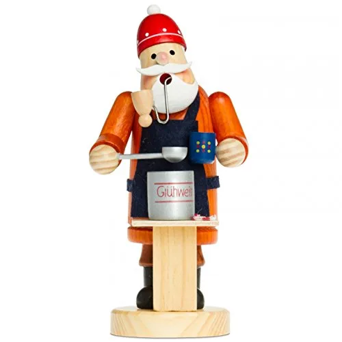Sikora RM-A Räuchermännchen aus Holz 3 Größen Verschiedene Motive, Farbe/Modell:A05 orange - Glühweinverkäufer, Höhe in cm:Höhe ca. 19.5 cm
