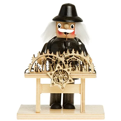 Sikora Räuchermännchen aus Holz Rääucherfigur Deko Weihnachtsfigur Verschiedene Motive - RM-C, Farbe/Modell:C16 schwarz - Schwibbogen Händler, Höhe in cm:Höhe ca. 13.5 cm