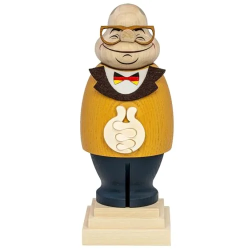 Seiffener Volkskunst | Räuchermännchen Räucherfigur Altkanzler Helmut | Handgefertigte Holzfiguren | Erzgebirge Sammelfiguren Politiker | 20521 | Höhe 17.5 cm | Helmut