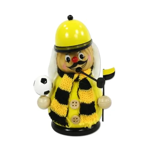 Dekohelden24 Räuchermann als Fussballer, Schwarz/Gelb, Ca. 12 Cm, Keramik