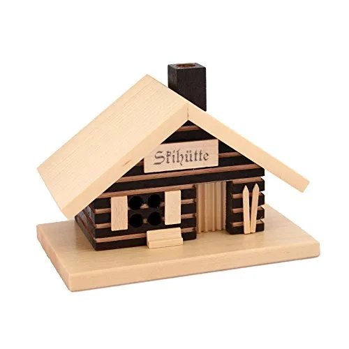 KNOX Räucherhaus aus Holz - Skihütte - für Räucherkerzen der Größe M - Größe: ca. 11 cm - Made in Germany